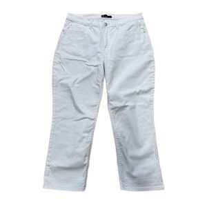 Lee Easy Fit White Jeans Women Size 14 Cropped Leg Mid Rise Jeans 5 Pocket